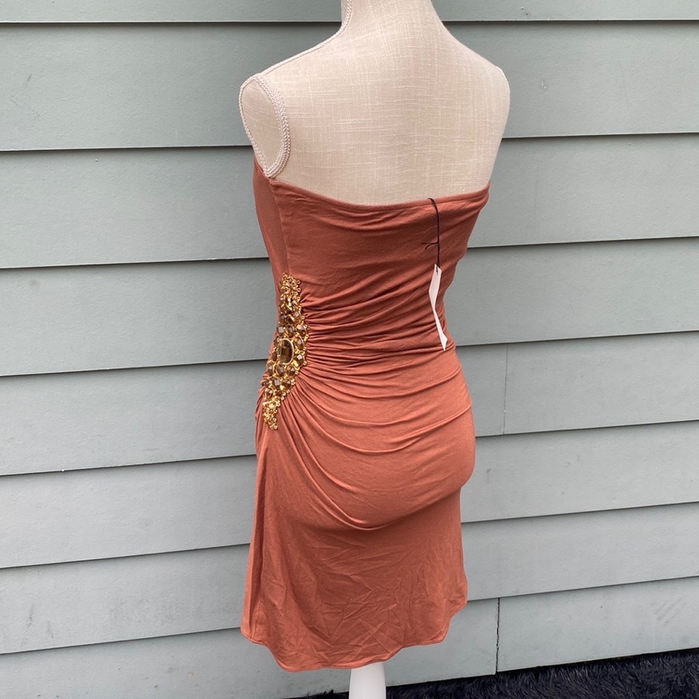 Sky brand rhinestone embellished strapless body con cocktail club dress - Picture 5 of 9